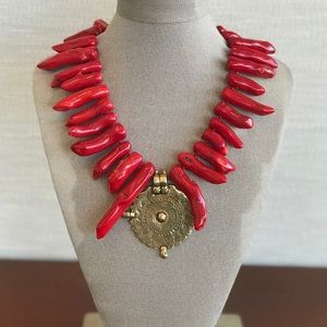 Red coral necklace.. statement necklace